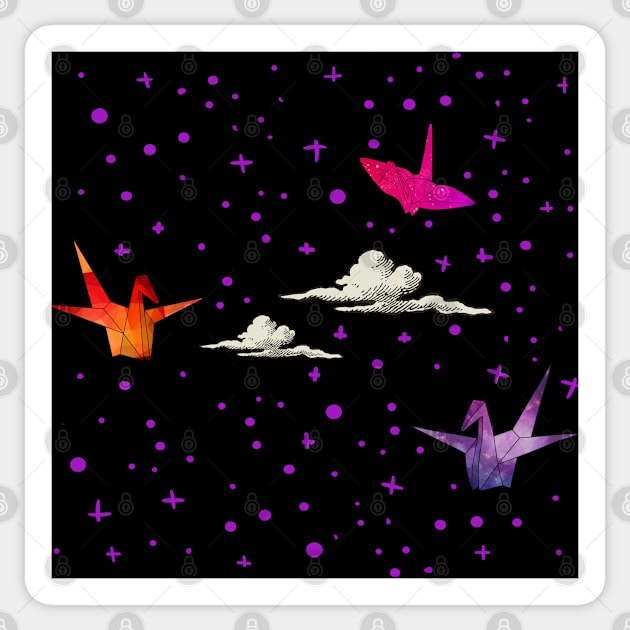 Kawaii Origami Paper Crane Sky Art Sticker by USProudness